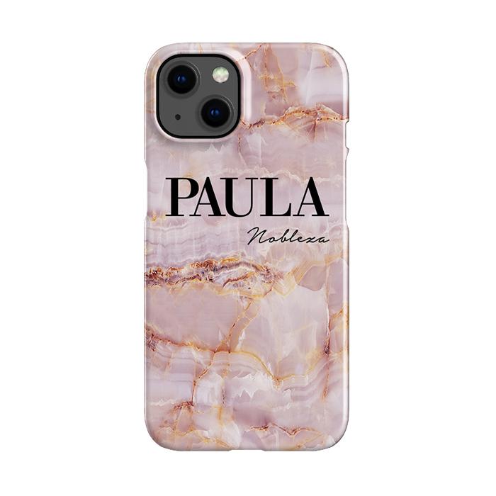 Personalised Natural Pink Marble Name iPhone 14 Case