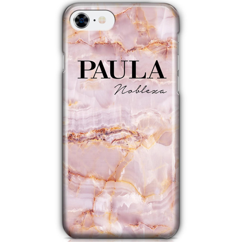 Personalised Natural Pink Marble Name iPhone 8 Case