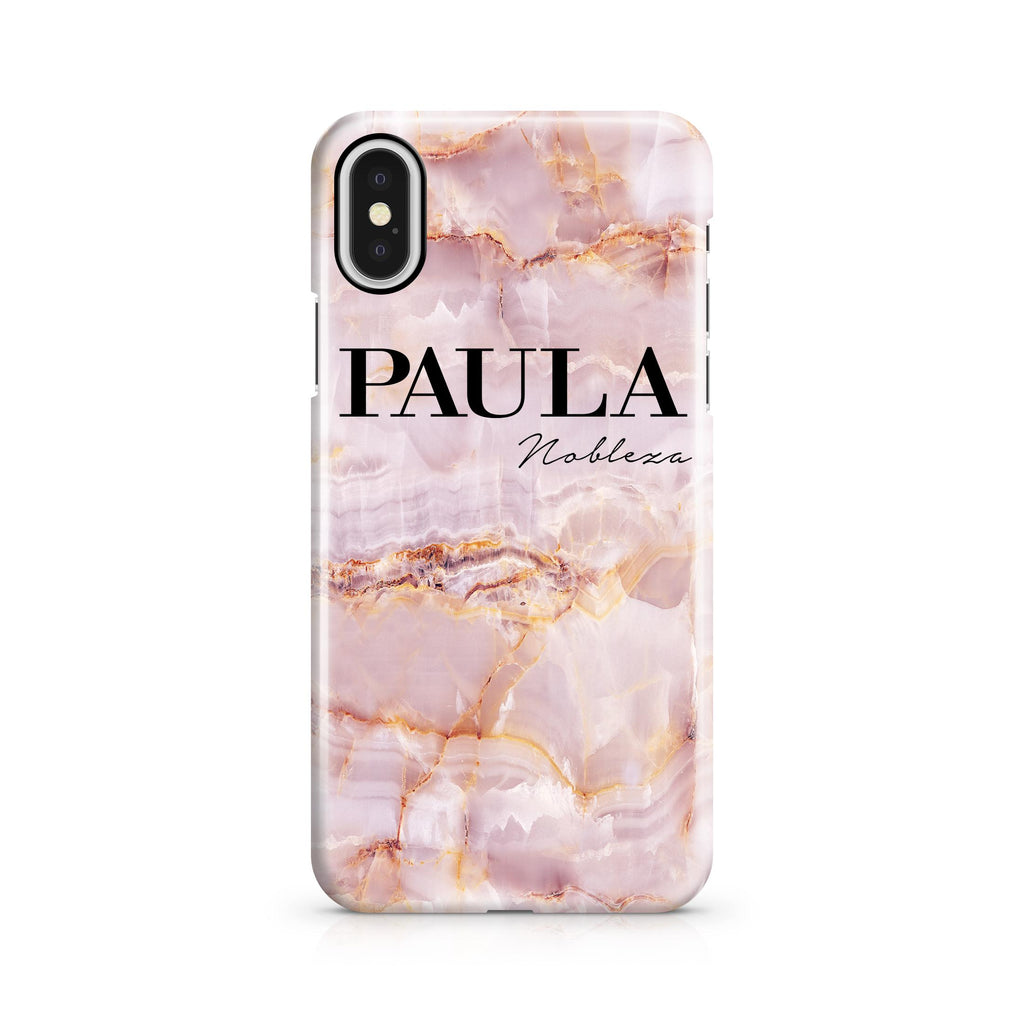Personalised Natural Pink Marble Name iPhone X Case
