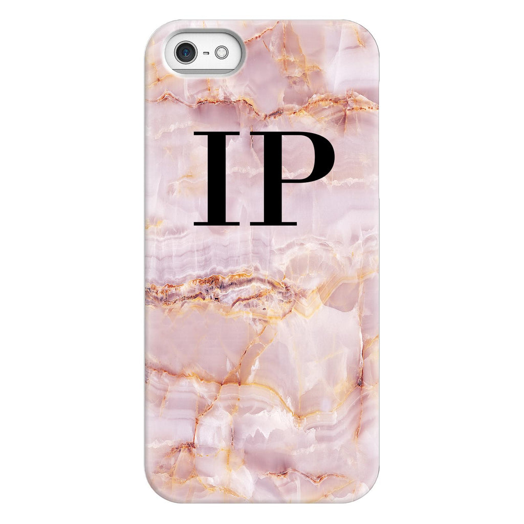 Personalised Natural Pink Marble Initials iPhone 5/5s/SE (2016) Case