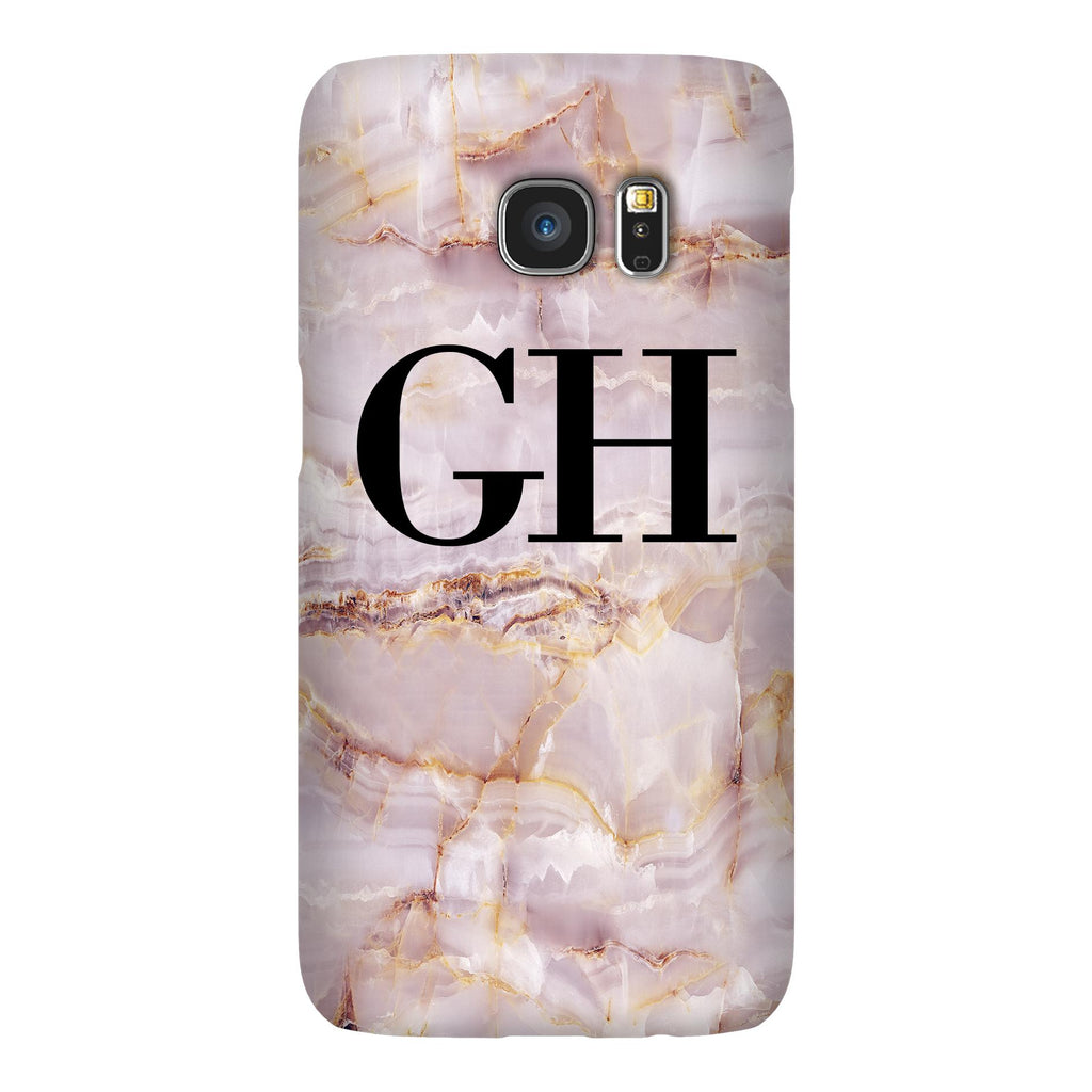Personalised Natural Pink Marble Initials Samsung Galaxy S7 Case