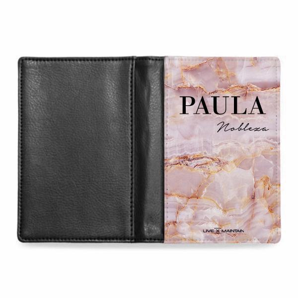 Personalised Natural Pink Marble Name Passport Cover