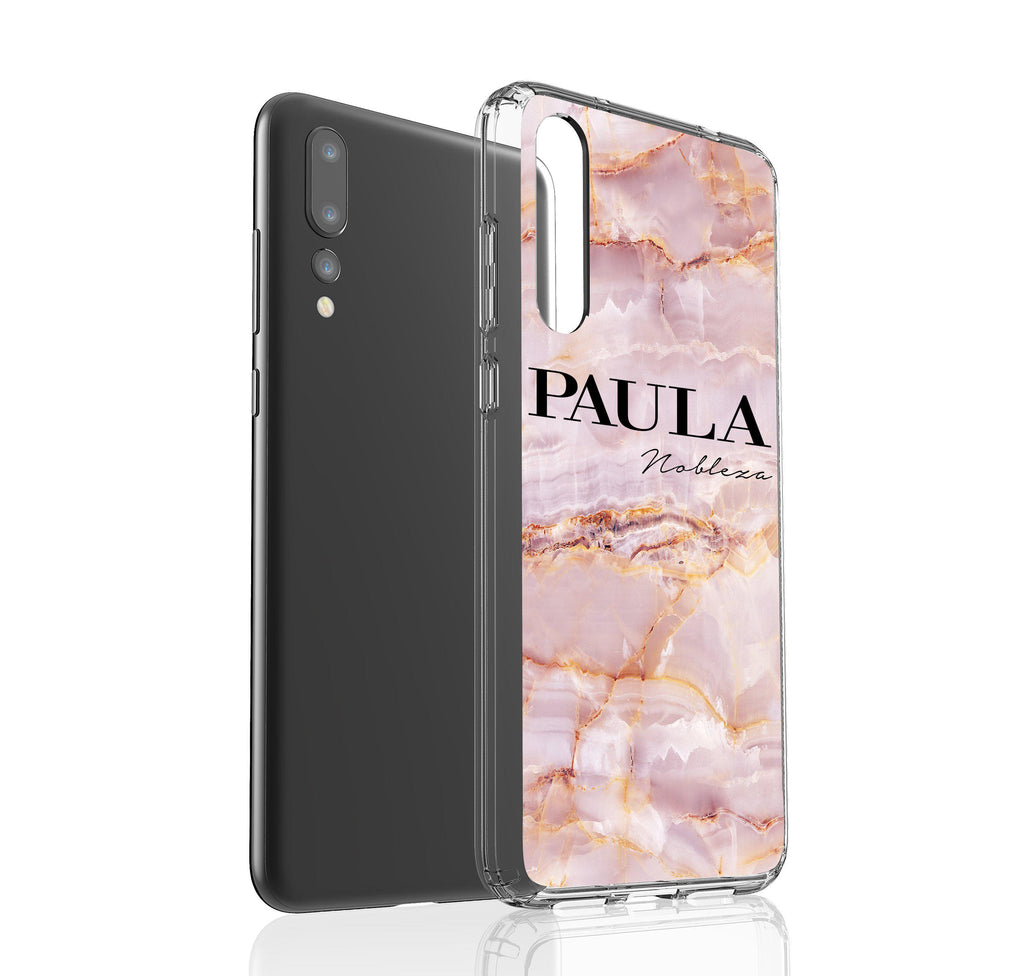 Personalised Natural Pink Marble Name Huawei P20 Pro Case