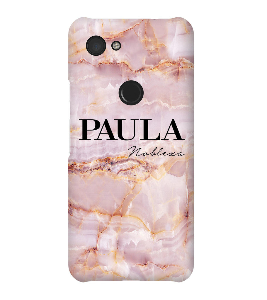 Personalised Natural Pink Marble Name Google Pixel 3a Case