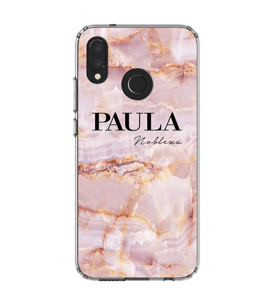 Personalised Natural Pink Marble Name Huawei P20 Lite Case