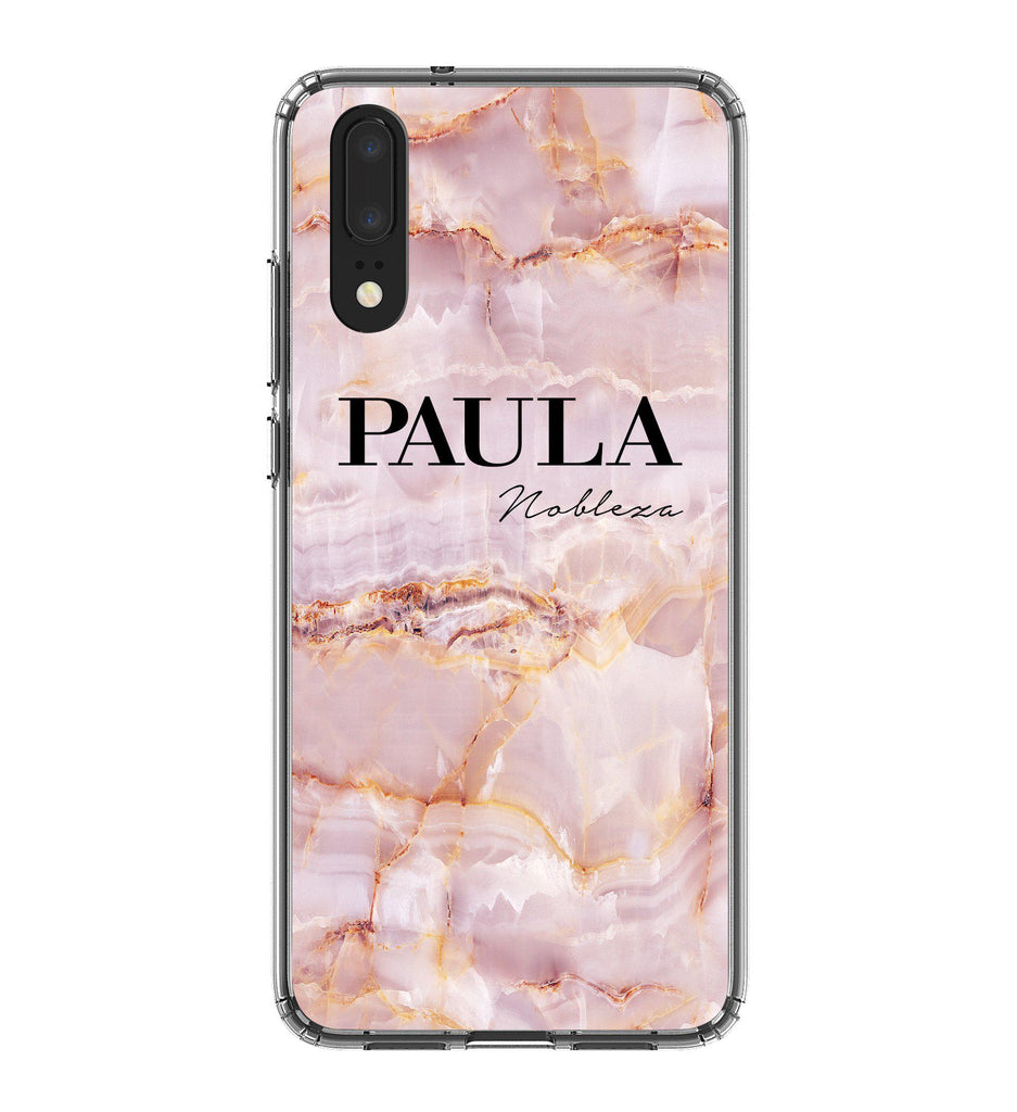Personalised Natural Pink Marble Name Huawei P20 Case