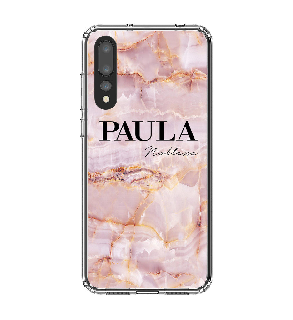 Personalised Natural Pink Marble Name Huawei P20 Pro Case