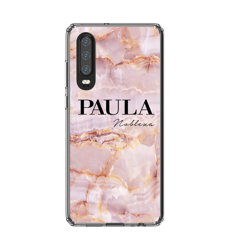 Personalised Natural Pink Marble Name Huawei P30 Case