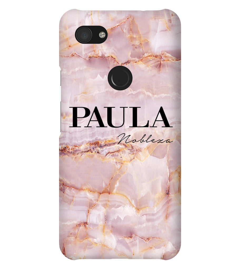 Personalised Natural Pink Marble Name Google Pixel 3a XL Case