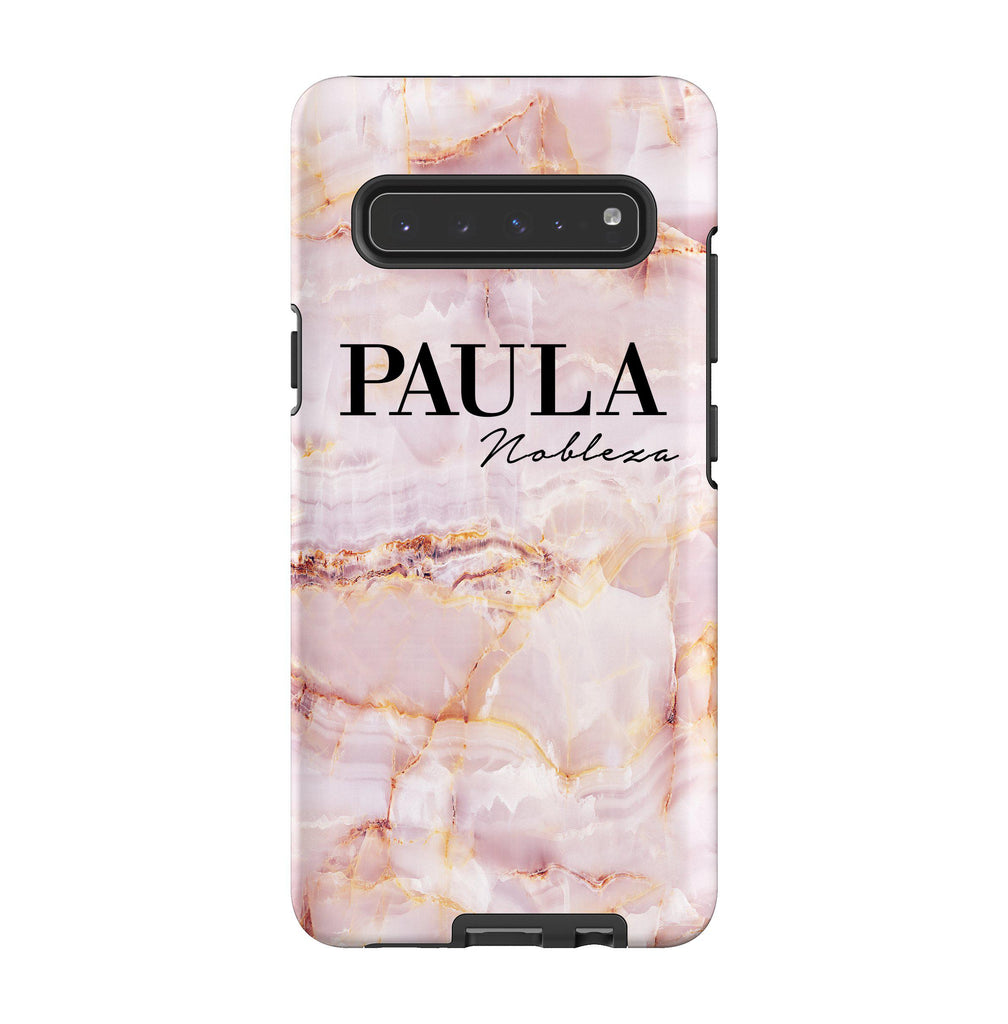Personalised Natural Pink Marble Name Samsung Galaxy S10 5G Case