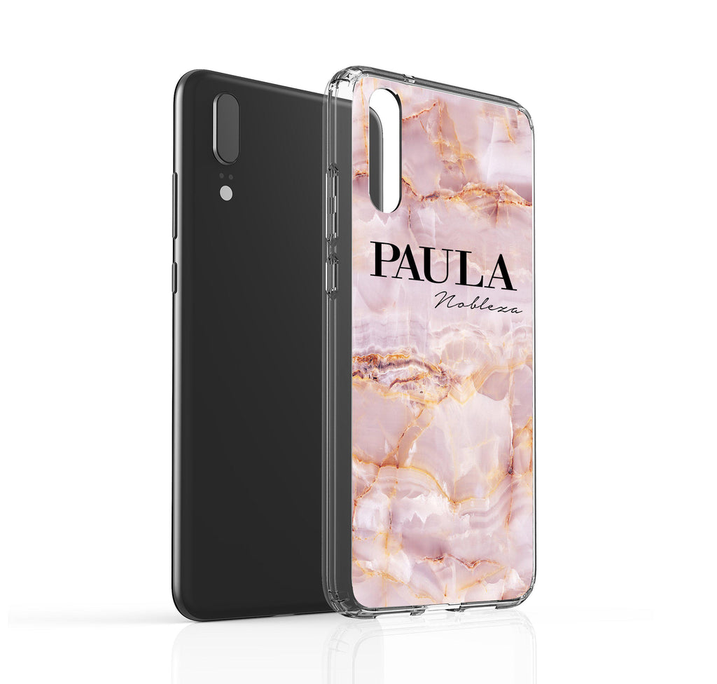 Personalised Natural Pink Marble Name Huawei P20 Case