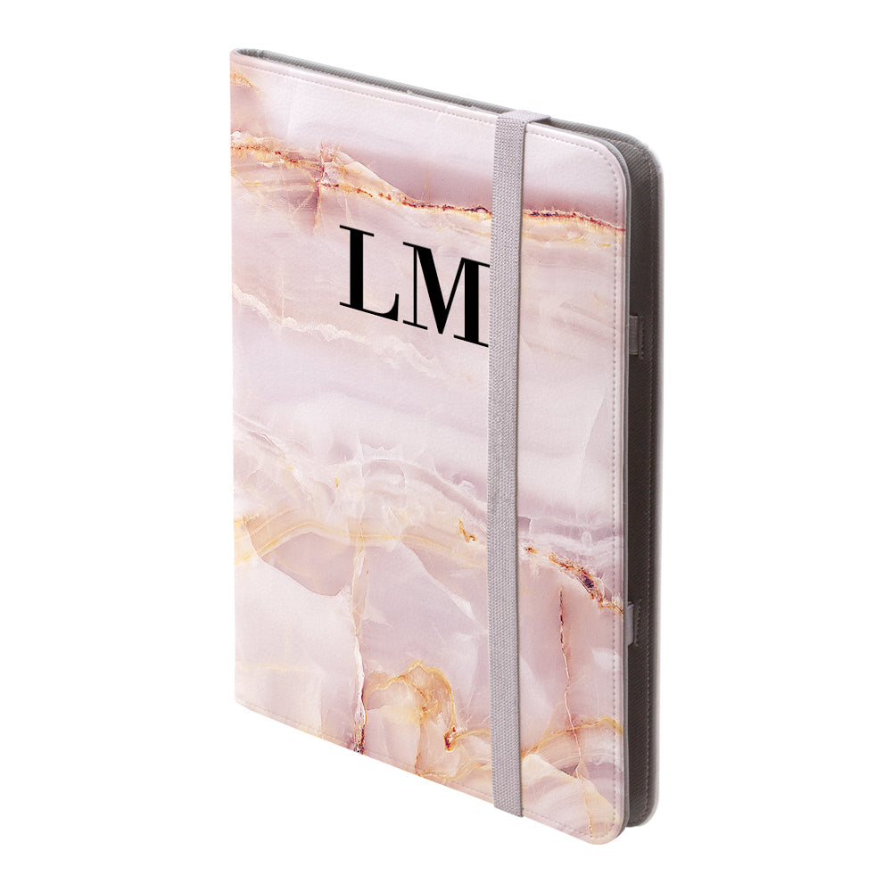 Personalised Natural Pink Marble Initials iPad Pro Case