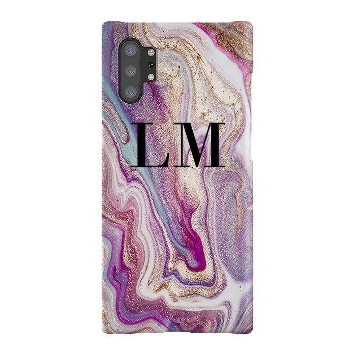 Personalised Violet Marble Initials Samsung Galaxy Note 10+ Case