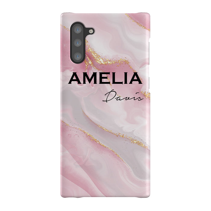 Personalised Luxe Pink Marble Name Samsung Galaxy Note 10 Case