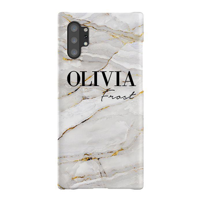 Personalised Cream Marble Name Samsung Galaxy Note 10+ Case
