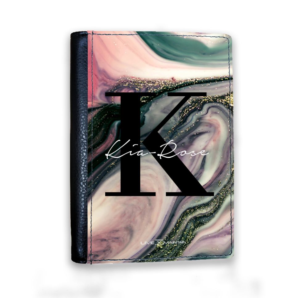 Personalised Swirl Marble Name Initial Passport Cover