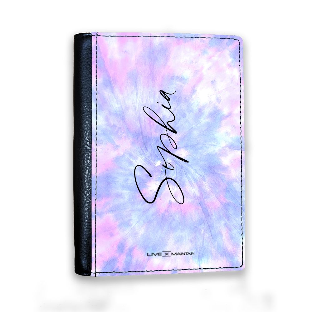 Personalised Blue Tie Dye Name Passport Cover