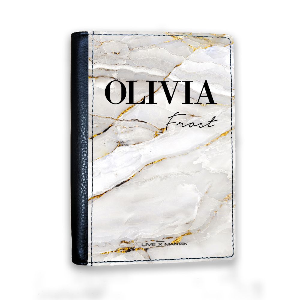 Personalised Cream Marble Name Passport Cover