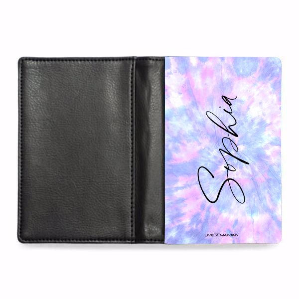 Personalised Blue Tie Dye Name Passport Cover