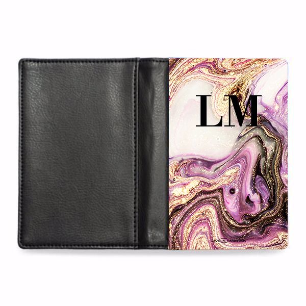 Personalised Gouache Marble initial Passport Cover