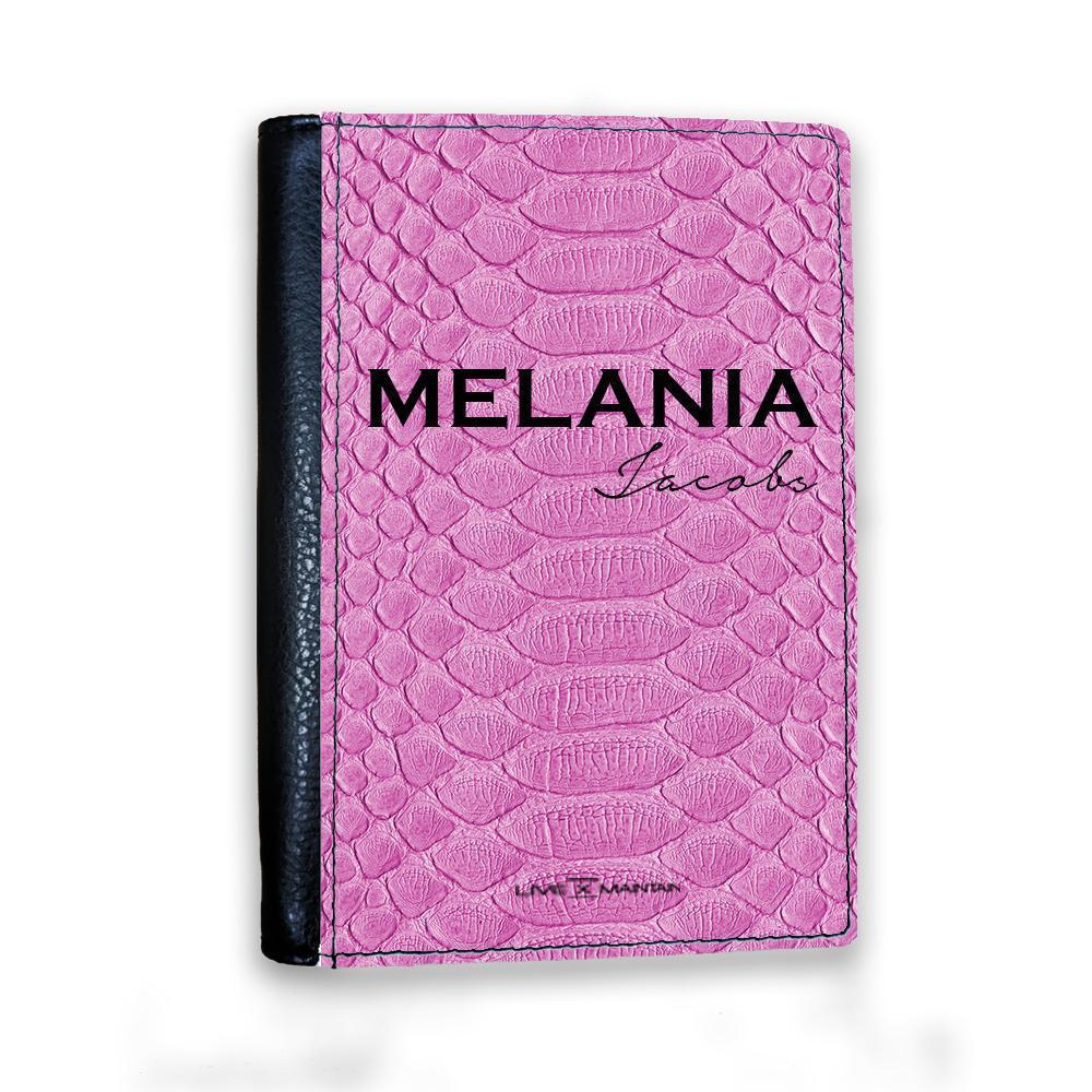 Personalised Pink Snake Skin Name Passport Cover