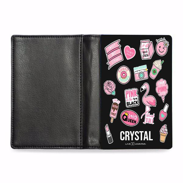Personalised Pink Sticker Passport Cover