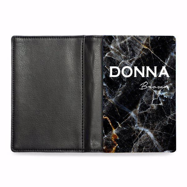 Personalised Midnight Marble Name Passport Cover