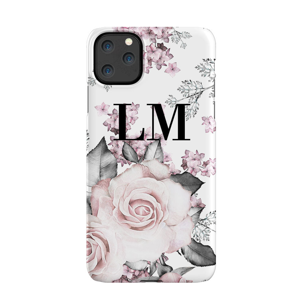 Personalised Pink Floral Rose Initials iPhone 11 Pro Max Case