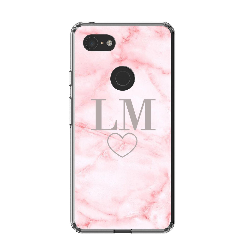 Personalised Cotton Candy Heart Marble Google Pixel 3 XL Case