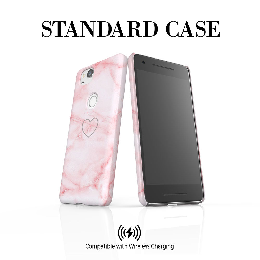 Personalised Pink Heart Marble Google Pixel 2 Case