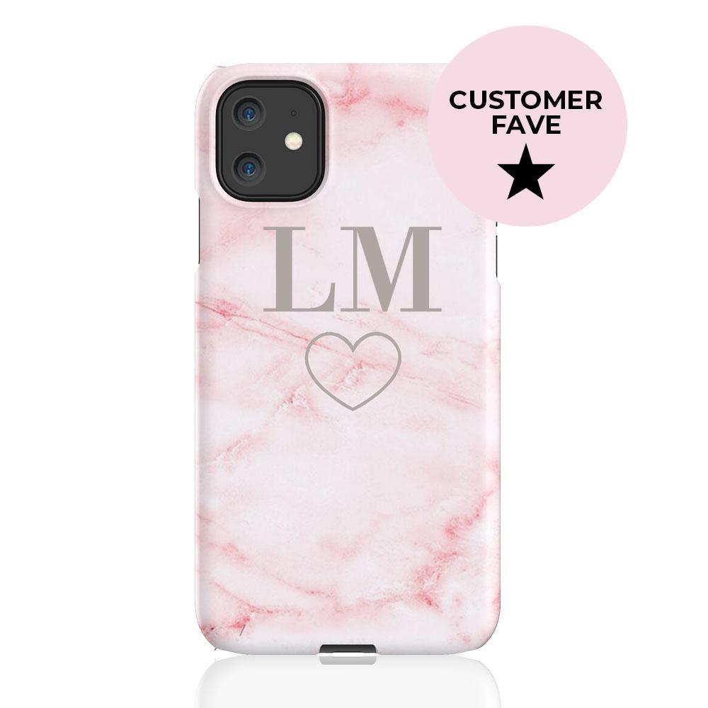 Personalised Cotton Candy Heart Marble iPhone 11 Case