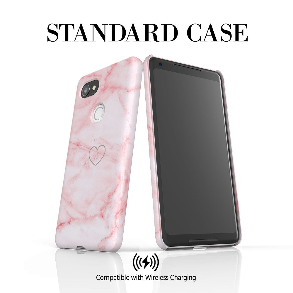 Personalised Pink Heart Marble Initials Google Pixel 2 XL Case