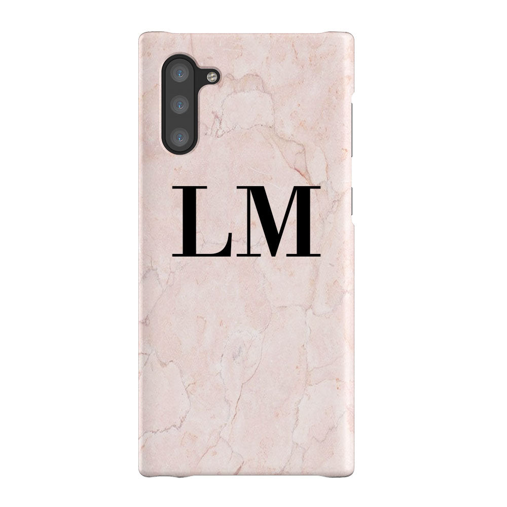 Personalised Pink Marble Initials Samsung Galaxy Note 10 Case