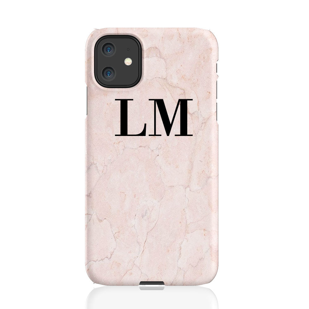 Personalised Pink Marble Initials iPhone 11 Case