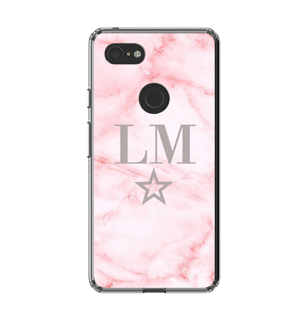 Personalised Cotton Candy Star Marble Initials Google Pixel 3 XL Case