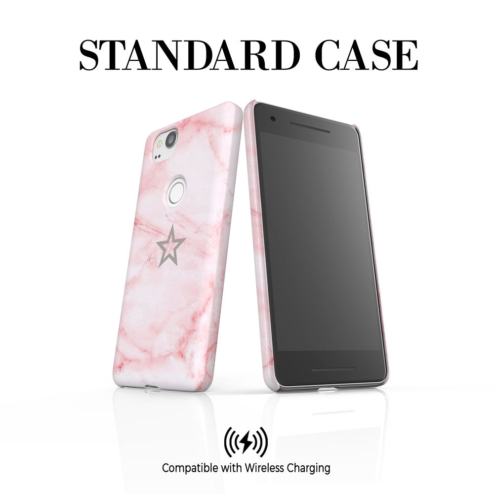 Personalised Pink Star Marble Google Pixel 2 Case