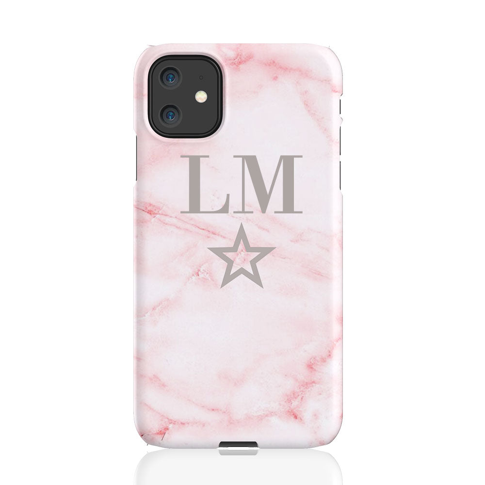 Personalised Cotton Candy Star Marble Initials iPhone 11 Case