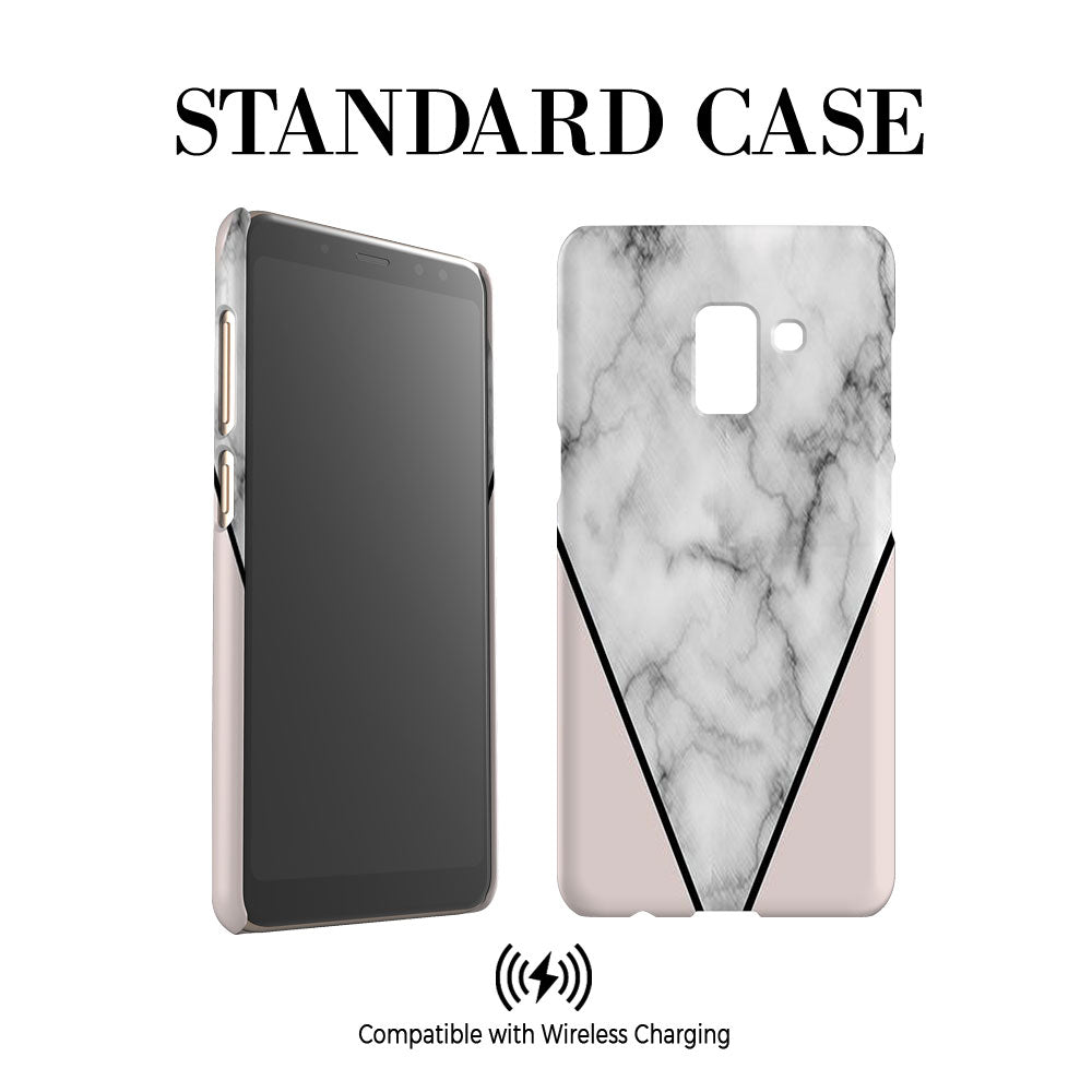 Personalised Pink x Grey Marble Contrast Initials Samsung Galaxy A8 Case