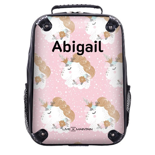 Personalised Pink Unicorn Name Kids Backpack