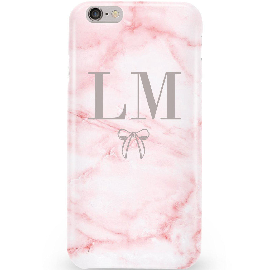 Personalised Cotton Candy Bow Marble Initials iPhone 6/6s Case