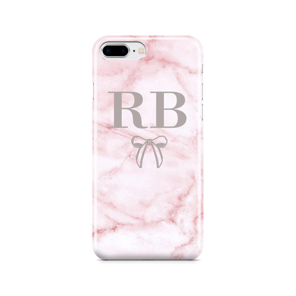 Personalised Cotton Candy Bow Marble Initials iPhone 7 Plus Case