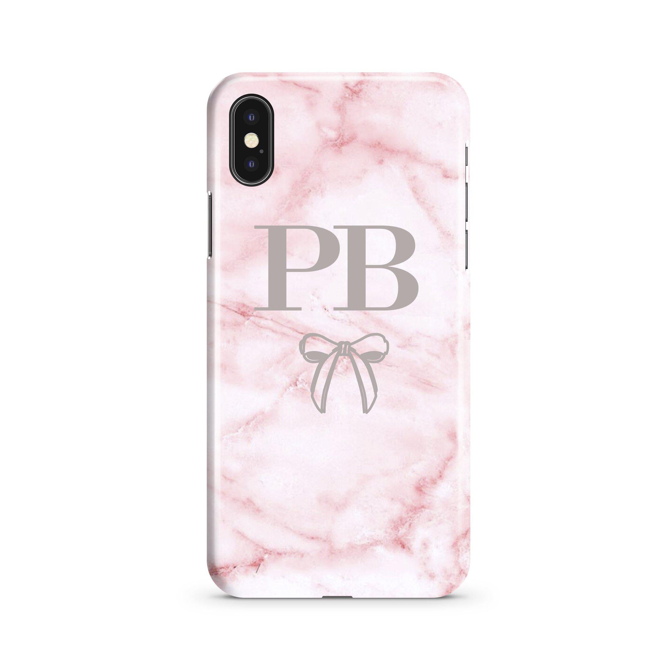 Personalised Cotton Candy Bow Marble iPhone Max