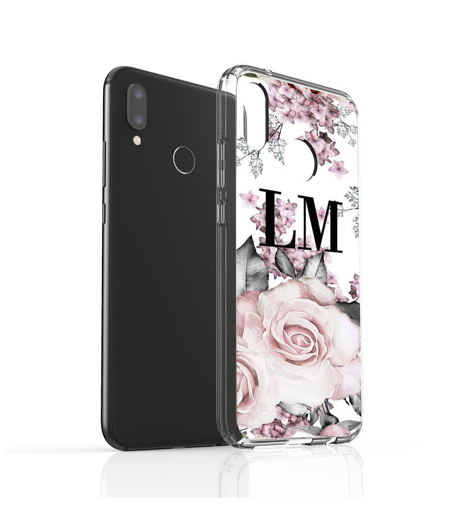 Personalised Pink Floral Rose Initials Huawei P20 Lite Case