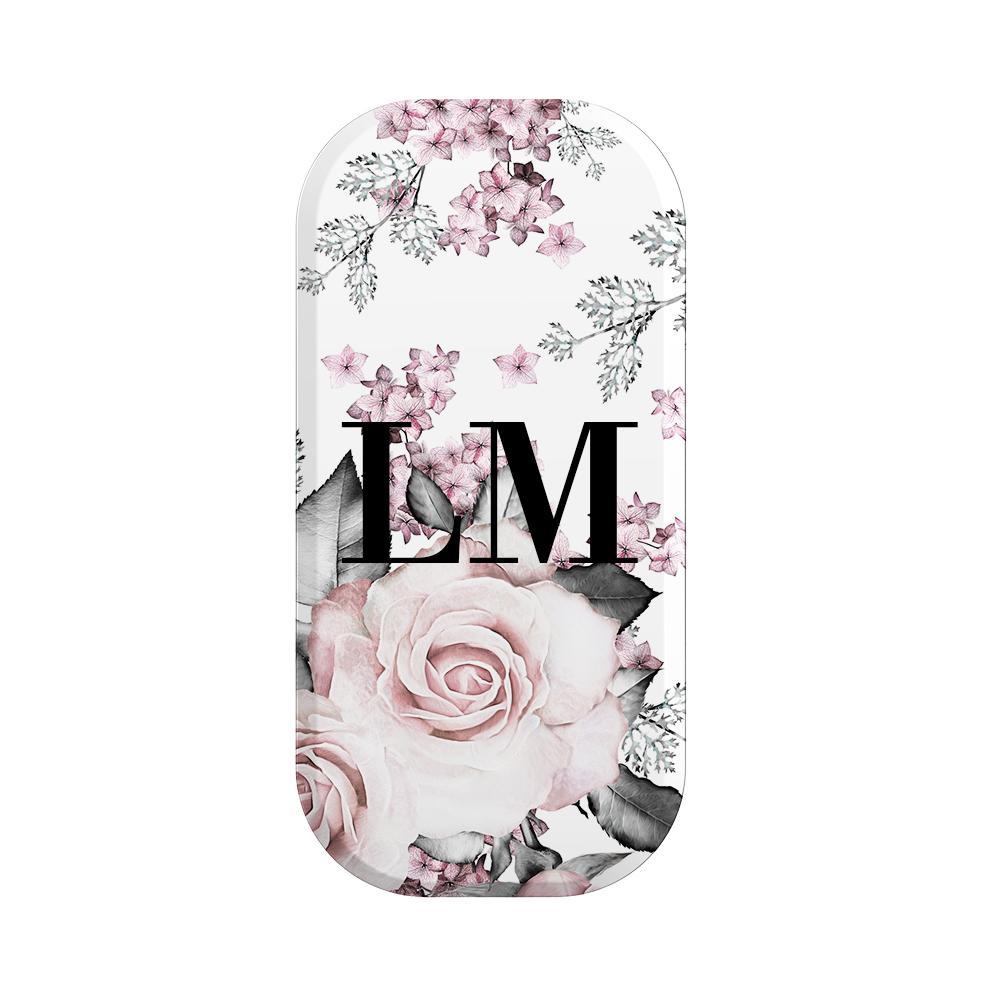 Personalised Pink Floral Rose Initials Clickit Phone grip