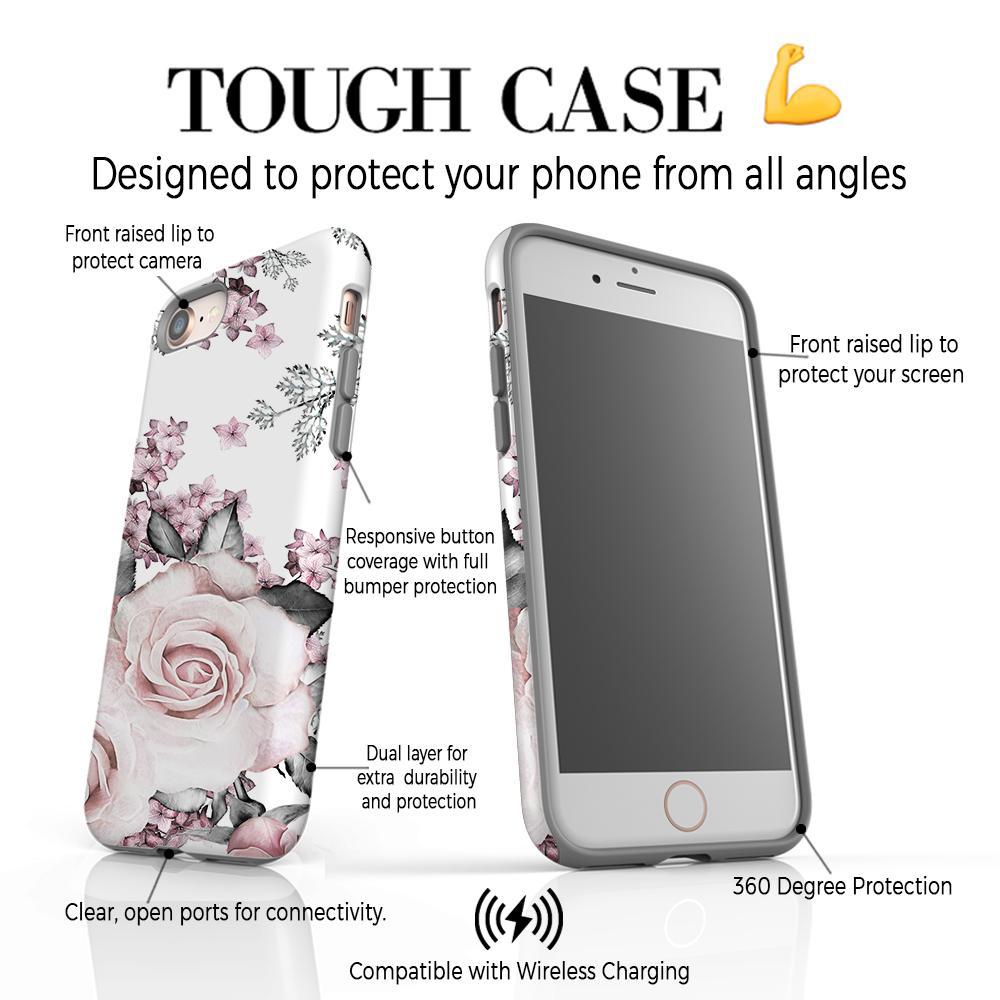 Personalised Pink Floral Rose Initials iPhone SE Case