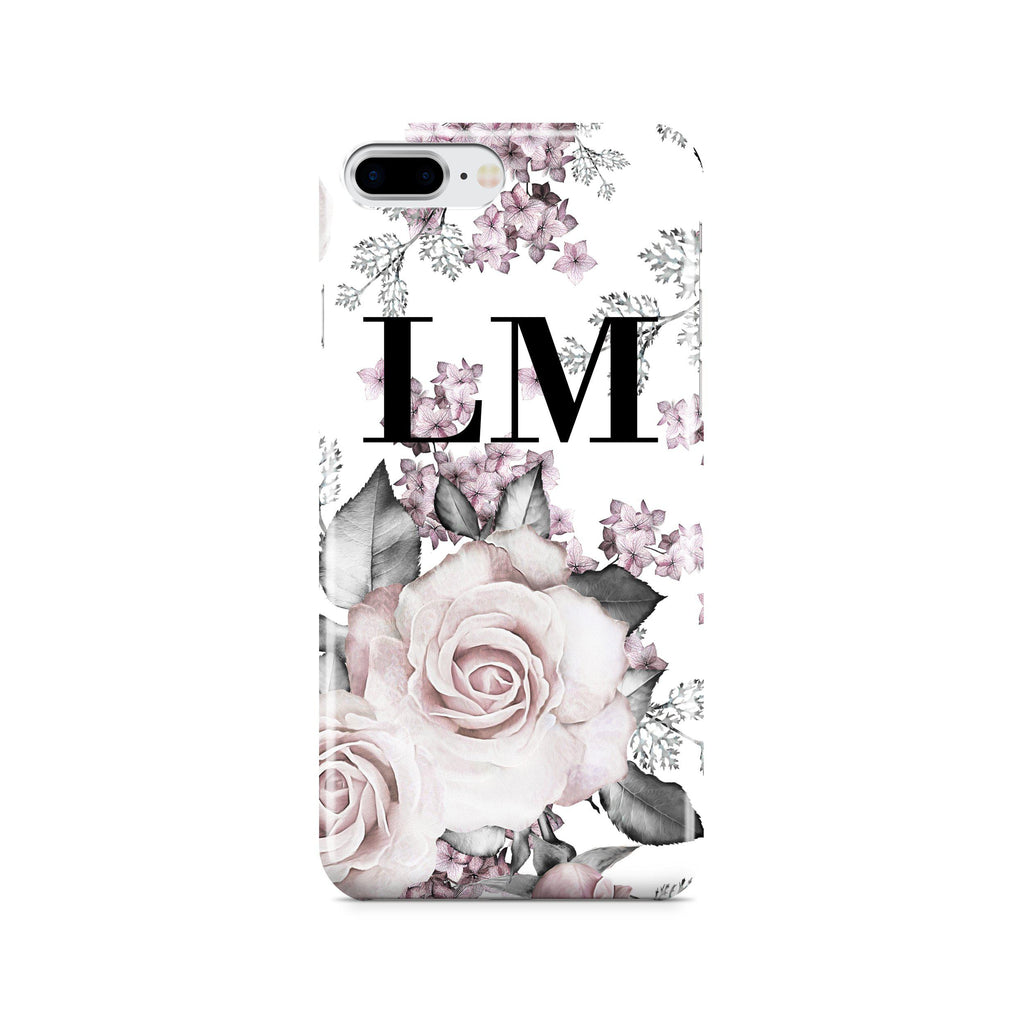 Personalised Pink Floral Rose Initials iPhone 8 Plus Case
