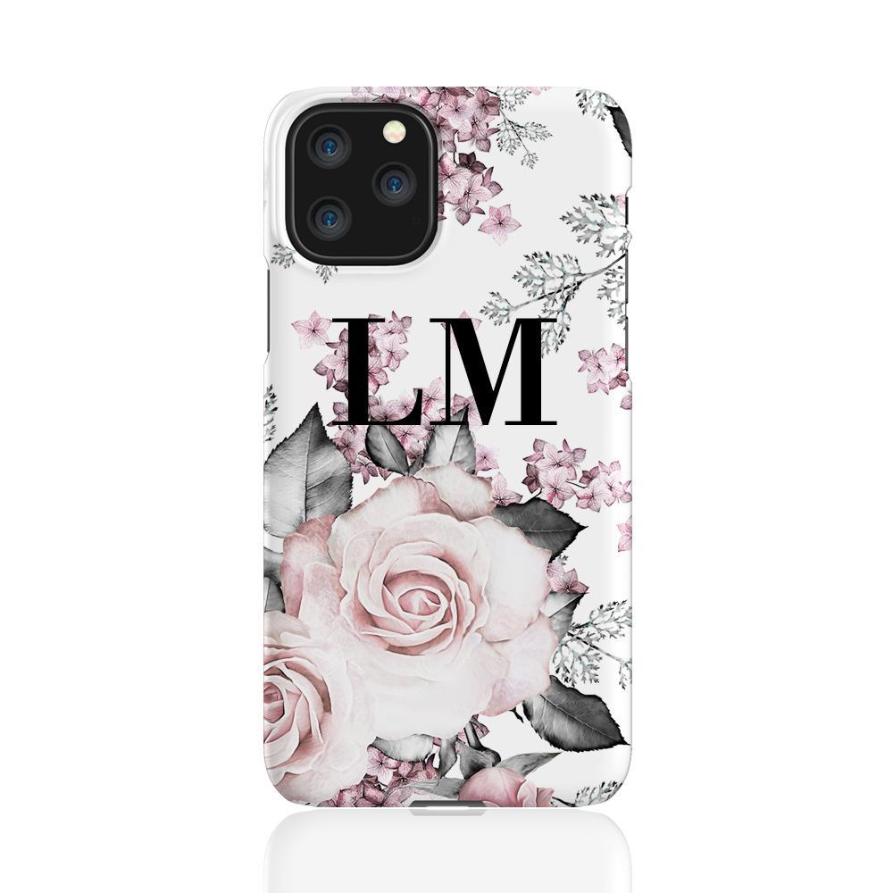 Personalised Pink Floral Rose Initials iPhone 11 Pro Case