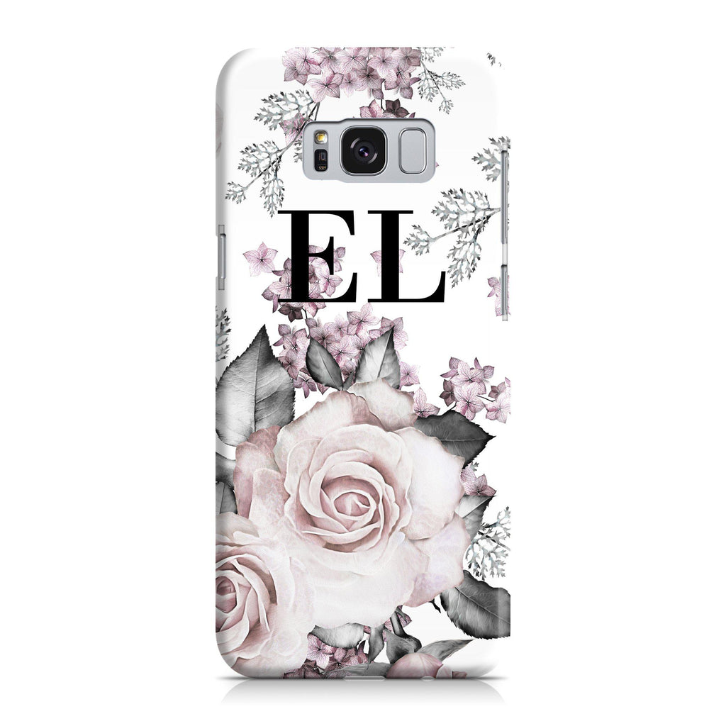 Personalised Pink Floral Rose Initials Samsung Galaxy S8 Plus Case