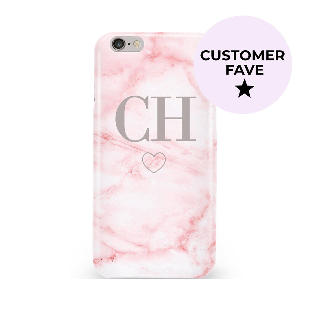 Personalised Cotton Candy Heart Marble Initials iPhone 6 Plus/6s Plus Case