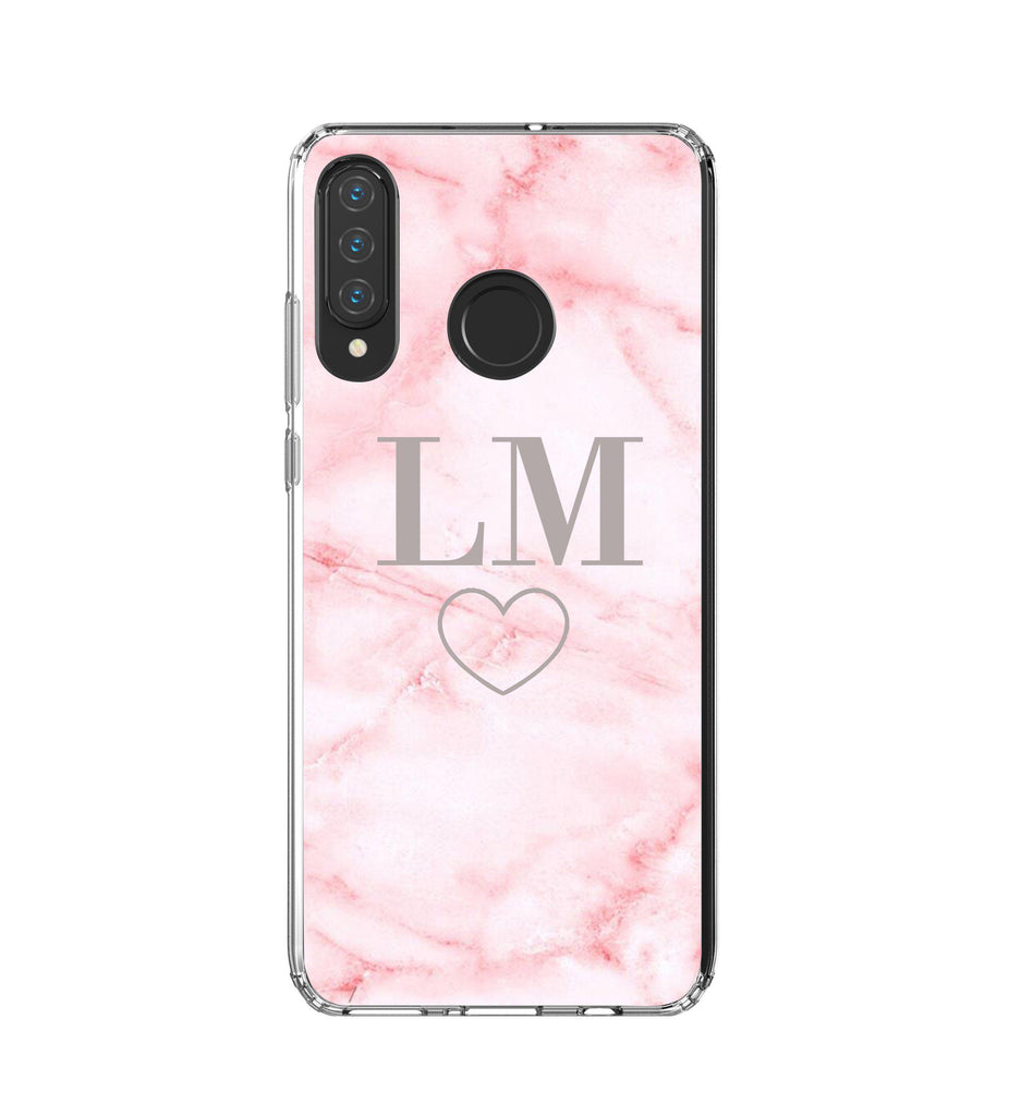 Personalised Cotton Candy Heart Marble Huawei P30 Lite Case